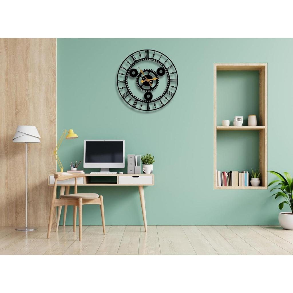Настенные часы для дома, офиса, гостиной, спальни, детской комнаты, кухни | Стильный домашний декор большого размера | (48.2 X 48.2 СМ) | Черный (Включенная батарея)