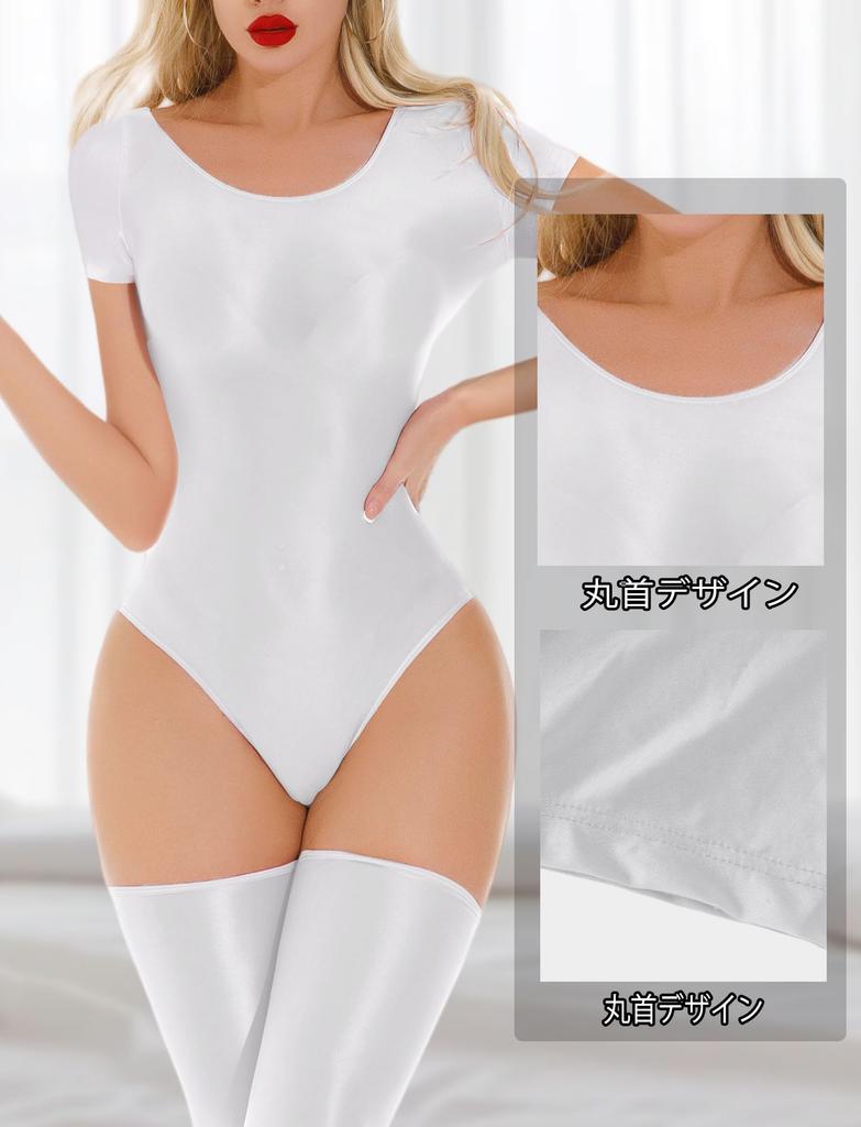 Купальник Один Высокий Короткий Спортивный M [Maeau] Женский Боди, Блестящий, Леотард, Стильный, Гладкий, Нижнее белье, Эластичный, Цельный, Сексуальный, Нога, Рукав, Комбинезон,