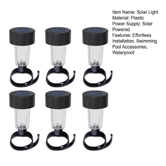 6 шт. солнечных светильников для бассейна, водонепроницаемые светильники для уличного бассейна, украшения сада и двора, ночные светильники для бассейнов с рамкой из забора