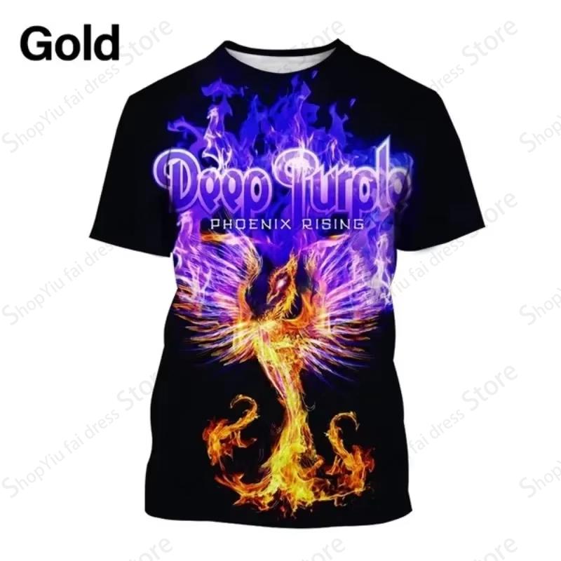 Vintage Men's T Shirt 3d Rock Band Deep Purple Print T-shirt Men Women Fashion Short Sleeve T-shirt Hip Hop Tops Tees Oversized