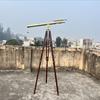 Handmade Nautical Double Barrel Telescope 99.06 Cm With Tripod Standing Floor Adjustable Telescope Marine Telescope