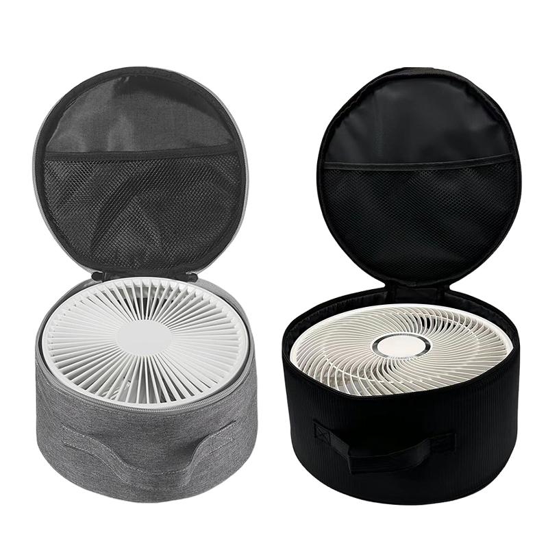 Round Telescopic Fan Storage Bag Large Capacity Outdoor Fan Hand Bag Folding Waterproof Fan Case with Double Zipper Mesh Pocket