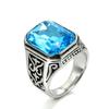 Vintage Large Gemstone Titanium Steel Ring for Men Stylish Durable Jewelry Gift