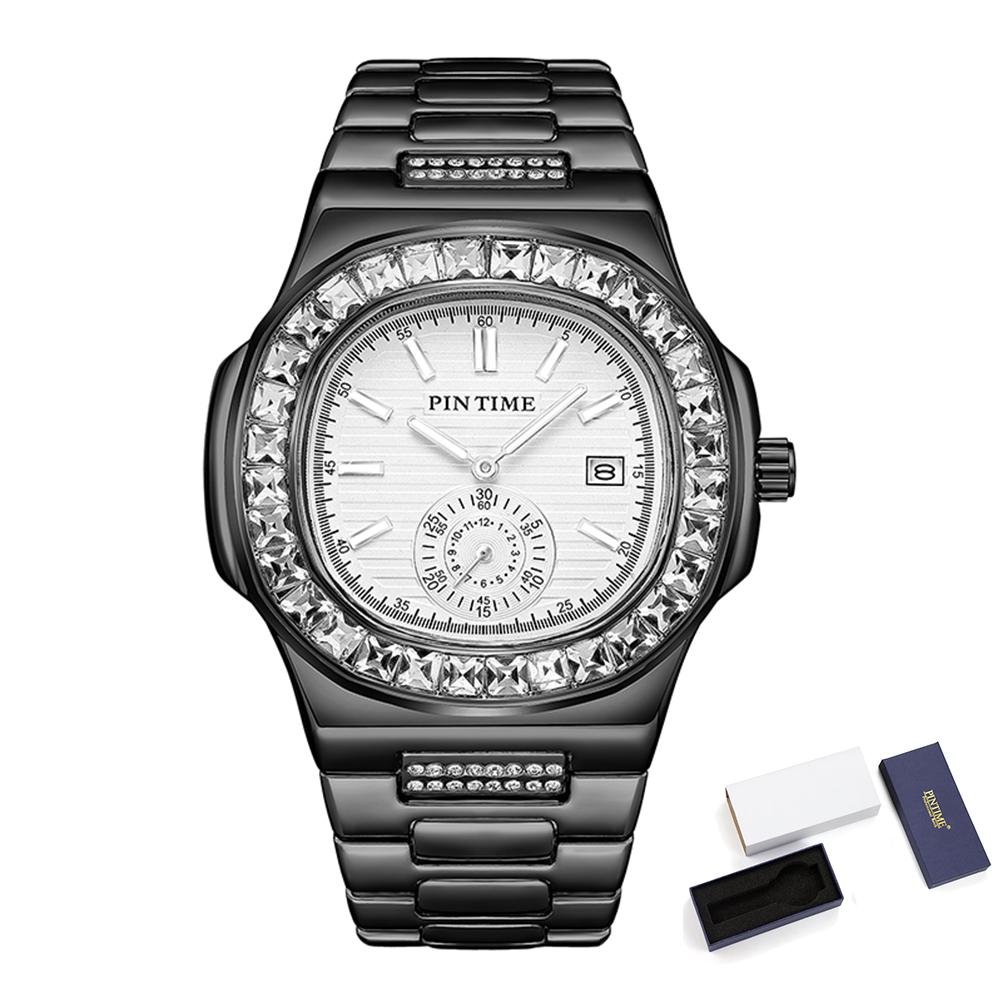PINTIME Casual Business Men's Watches Top Brand Luxury Wristwatch for Men Diamond Quartz Date Clock Waterproof Chronograph Clock