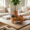 Hand-Carved Wooden Chakki | Stool for Home Decor | Round Wooden Table for Pooja & Display | Indian Traditional Carved Planter Stand Decor