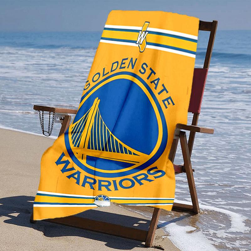 proof beach towel with Golden State Warriors logo pattern - soft,absorbent,quick-drying,machine washable - perfect for swimming,camping,bathing