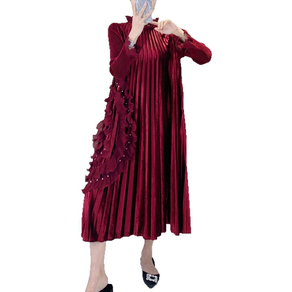 Элегантное бархатное платье большого размера высокого класса с обильной вышивкой и бисером