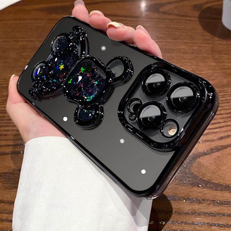 Мультяшный чехол с блестками и зыбучим песком для iPhone 17 16 15 14 Pro Max 13 12 11 X Xr Xs 7 8 Plus Прозрачный с покрытием Защитная пленка для камеры Мягкая накладка