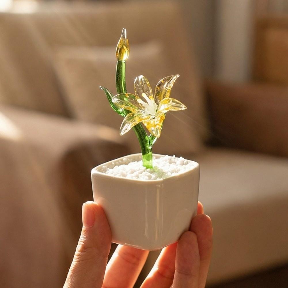 with Flowerpot Glass Flower Bouquet Mini Glass Flower Decor Wedding Decoration