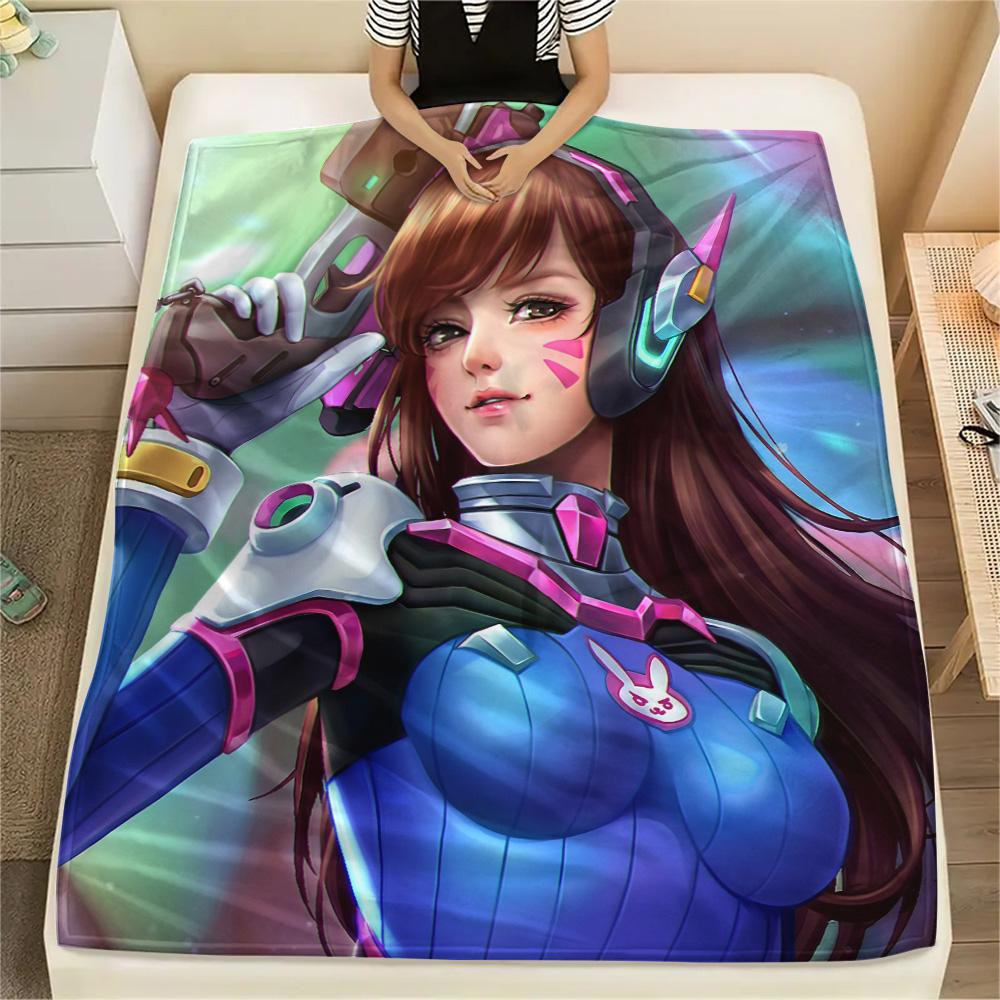Фланелевое одеяло с принтом D.Va, Высококачественное, Удобное для всех сезонов, Декор для дома, Тепло и уют