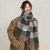 Ladies Plaid Scarf Female Student Versatile Autumn and Winter Shawl Double-sided with Cute Girl Warm Scarf Tide