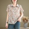 Летняя свободная рубашка свободного покроя в стиле ретро с цветочным принтом и короткими рукавами для женщин