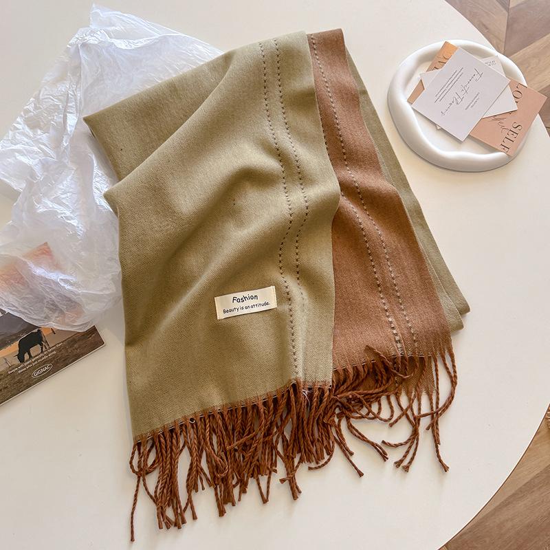 New Solid Color Cashmere Scarf Shawl Women'S High End Versatile Autumn And Winter New Warm Scarf