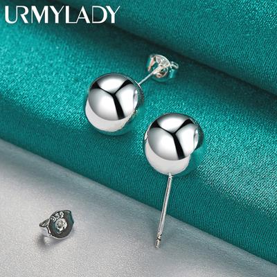 URMYLADY Серьги-пусеты из стерлингового серебра 925 пробы с бусинами 8/10 мм для женщин, модные, очаровательные ювелирные изделия