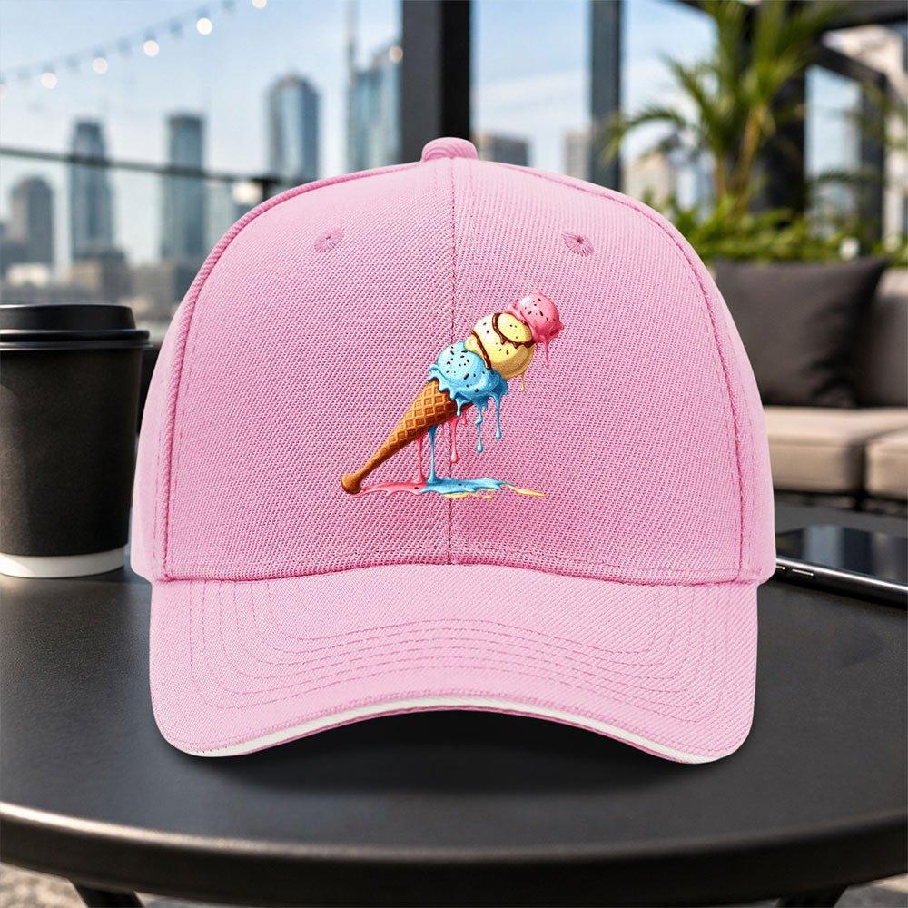 Melted Ice Cream Stick Sandwich Baseball Cap Unisex Adjustable Dad Hat For Travel Parties Daily Wear Multicolor
