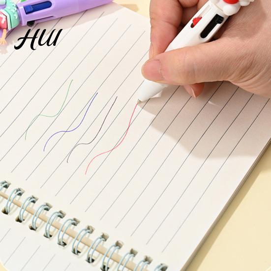 Miniature Colorful Pens Set 2Pcs Ballpoint Pen Mini 4-in-1 Multicolor with Cute 3D Doll Decoration Toppers Decorations Smooth Writing Stress-Free