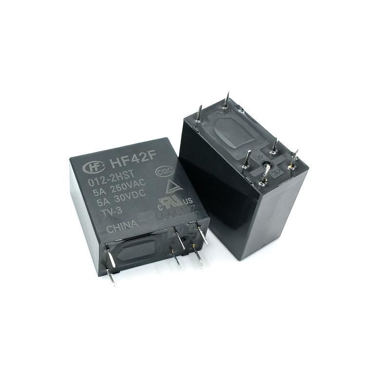 В наличии реле Hongfa HF42F-012-2HST, 5В пост. тока/24В пост. тока, 6-контактное, 5А, два нормально разомкнутых контакта