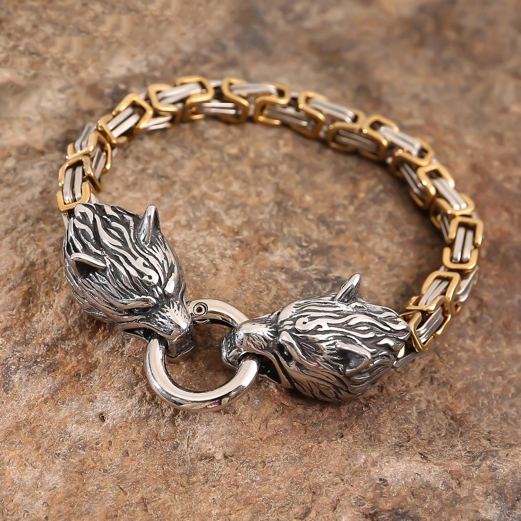 Взрывной мужской браслет из нержавеющей стали с головой волка викингов, императорская цепочка, браслет-цепочка King 