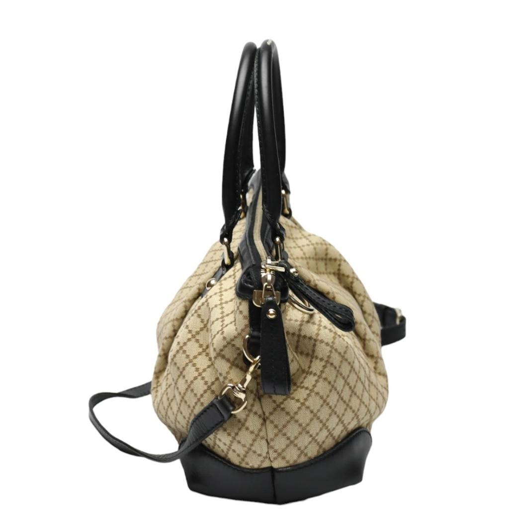 GUCCI Diamante Shoulder Bag canvas Black x beige Women 247902 Used
