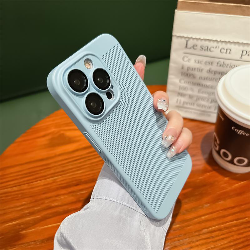 Ультратонкий жесткий чехол для рассеивания тепла для iPhone 15 14 12 11 13 Pro Max XR XS Max 7 8 Plus, защита линз, дышащая сетчатая крышка