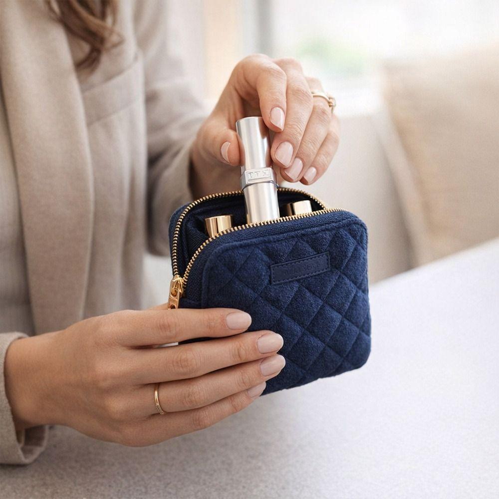 Diamond Pattern Jewelry Storage Bag Velvet Jewelry Organizer for Women