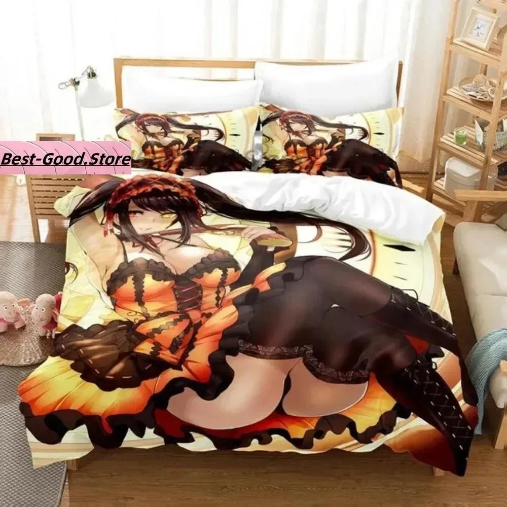 Anime Date A Live Kurumi Tokisaki Printed Bed Set Duvet Cover Pillowcase Bedding Set Bed Linen Sheet Quilt Cover Queen King Size