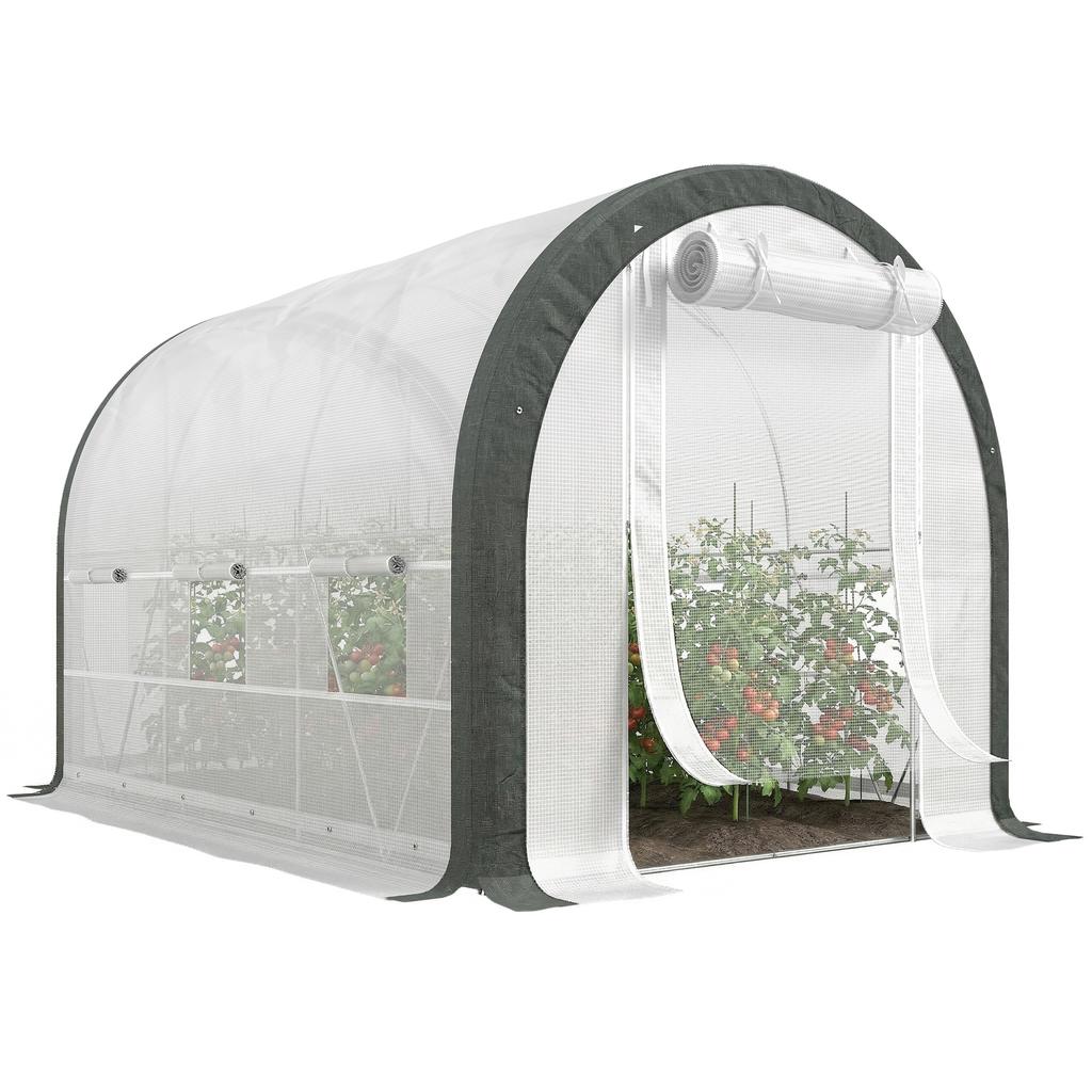 3 x 2(m) Walk-In Tunnel Greenhouse, with Accessories - White
