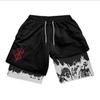 3D Digital Print Double-Layer Fitness Sports Shorts