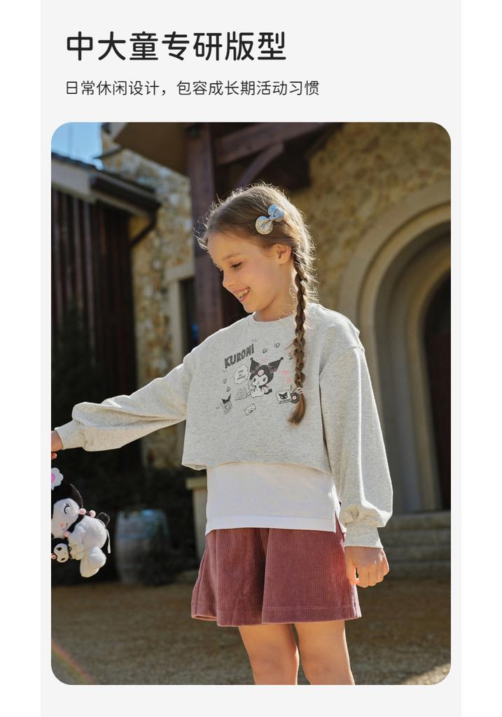 Kulomi collaborates with David Bella girls' hoodie for spring, new children's fake two-piece pullover