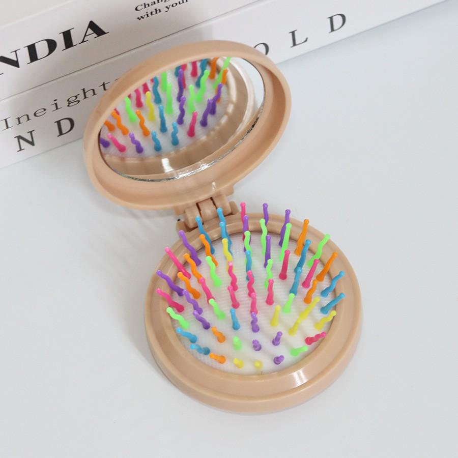 Компактная складная расческа с зеркалом и массажем воздушной подушкой для девочек