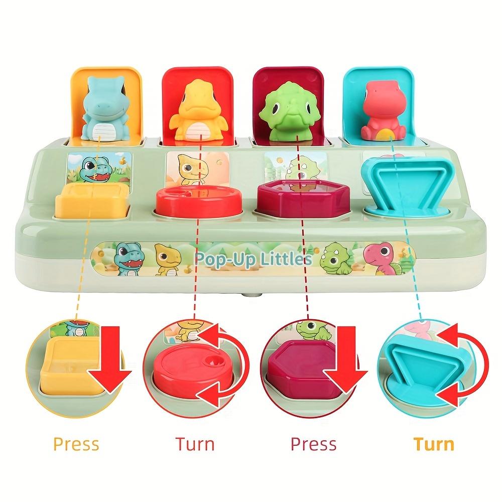 Interactive Pop-Up Animals Toy with Dinosaur Surprise, Cause and Effect Game for Color Sorting, Christmas Birthday Gift