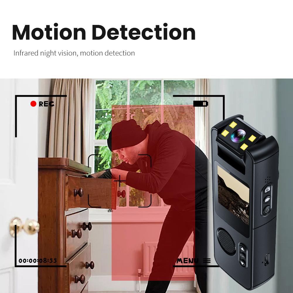 HD Portable Body Camera with 180 Degrees Rotatable Lens, WiFi Connectivity Audio Video Record & LED Light for Outdoor Trip