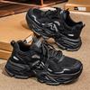 Men's shoes new breathable mesh sneakers men's trendy versatile thick-soled heightening casual black dad shoes