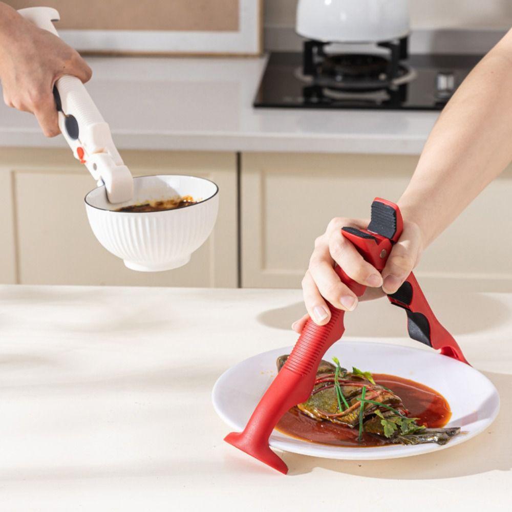 Non-Slip Anti Scalding Clip Silicone Handle Hot Bowl Gripper Dish Lifter Clamp  Kitchen Use