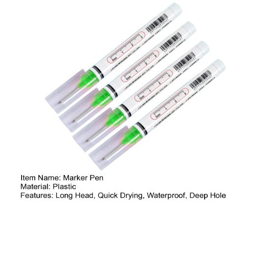 4 Pcs Long Head Deep Hole Marker Pens 20mm Long Nose Marker Quick Dry Waterproof Colorful Carpenter Pen for Construction Bathroom Woodworking