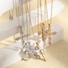 European and American Retro Pendant Stainless Steel Plated with 18K Gold Water Droplets Light Luxury Zircon Cross Necklace