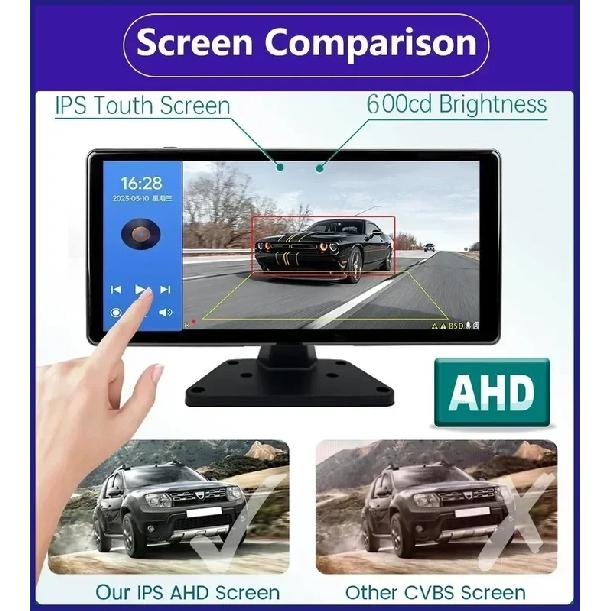 10.36 inch 4 Channel Car DVR Recorder Smart Blind Spot Radar BSD Alarm Monitor With 1080P AHD 4 Backup Cameras For Truck Bus