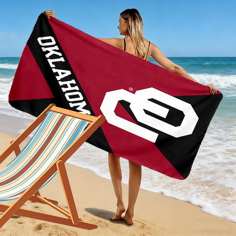 Oklahoma Sooners Print Beach Towel, Large Soft Quick Dry Towel for Beach Camping Swimming