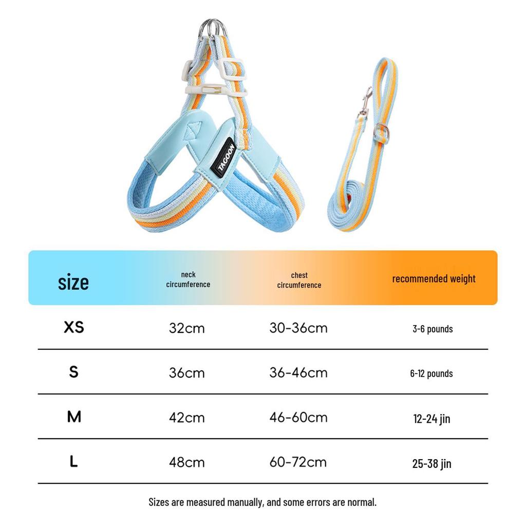 Дышащая шлейка с цветными блоками и поводок для маленьких/средних собак - Тедди, Сиба-ину