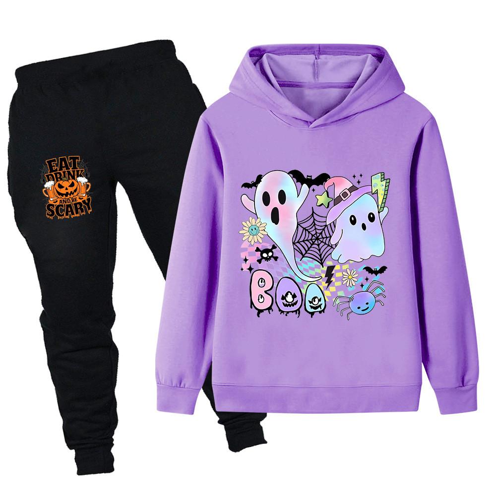 PB1656 Kids Boys Girls Halloween Printed Long Sleeves Hoodie Trousers Top Pants Clothes Sets