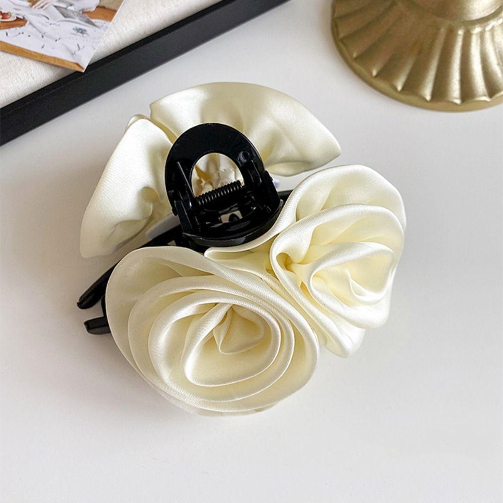 Korean Style Flower Hair Claw Flower Large Size Hair Claw Creative Red Rose Hair Clip  Travel
