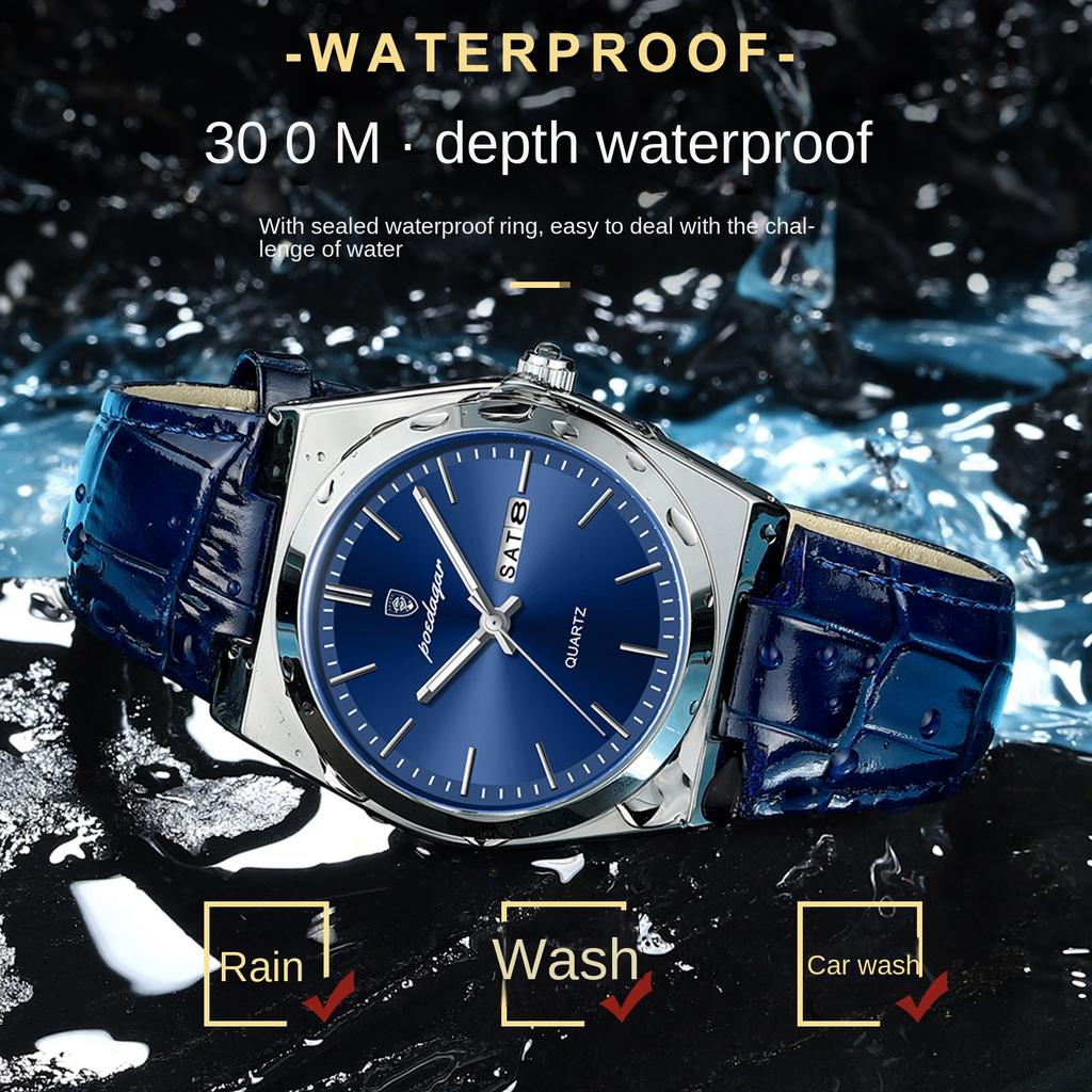 2025 Новый бренд ультратонкие мужские часы водонепроницаемые кожаные кварцевые часы мужские часы двойной календарь