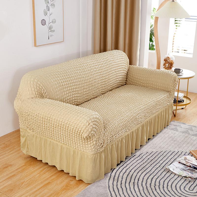 High Elastic Bubble Grid Sofa Cover 1/2/3/4 with Skirt Hem, All Season Universal Pet Anti Dirt