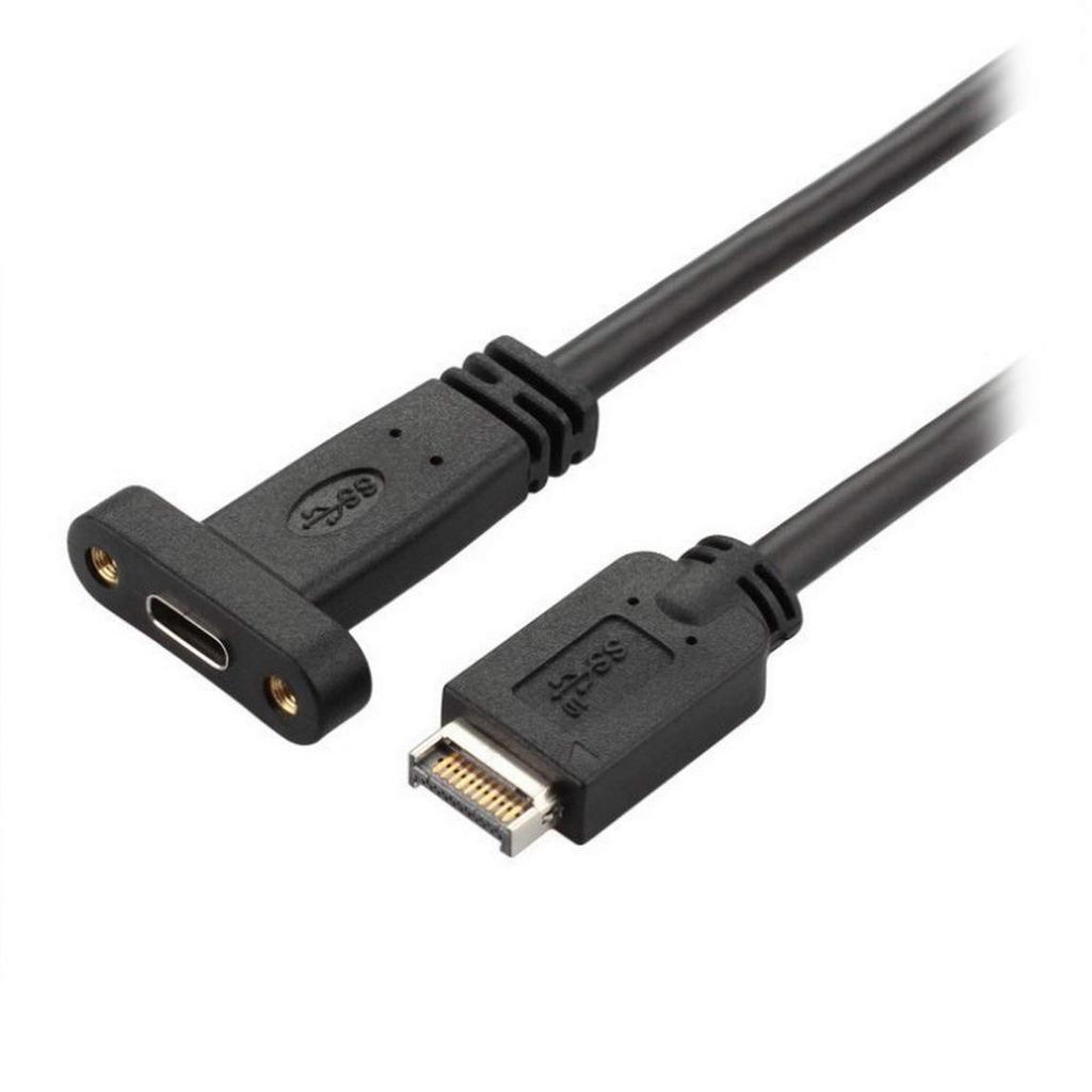Ulyris USB Front Panel Header and Rear Panel Extension Bracket Male To Female Extension Cable 3.1 [45cm] Type-E Type-C