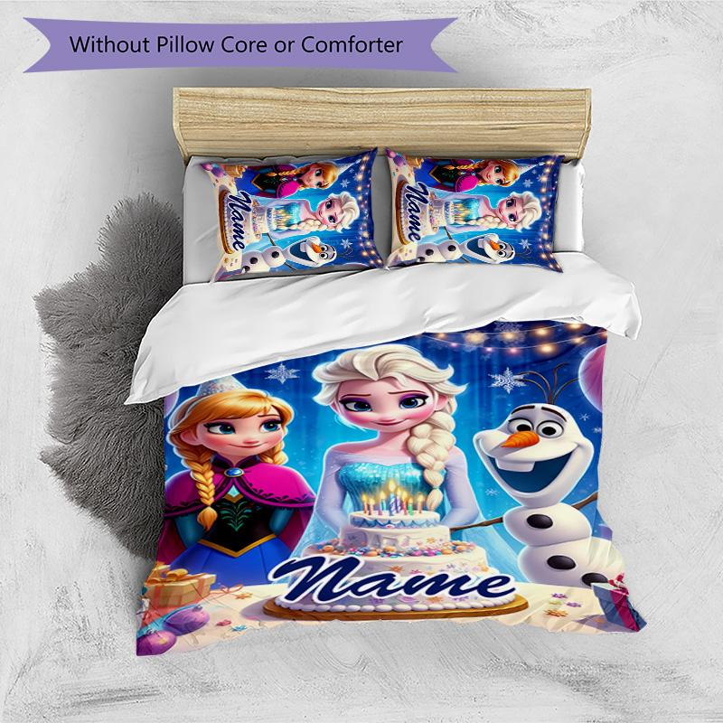 3pcs Frozen7 Cover Set - Personalized Name, HD Printed Bedding with 1 Cover and 2 Pillowcases - Perfect for Home Decor, Easy Care