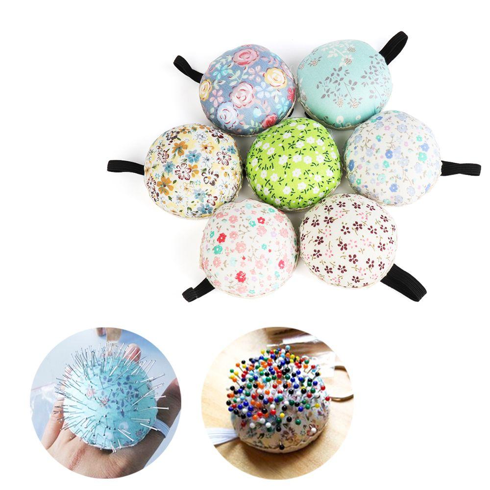 1Pc Cute Home Supplies Ball-Shaped Tool Needle Holder Wrist Strap Floral Sewing Pin Cushion