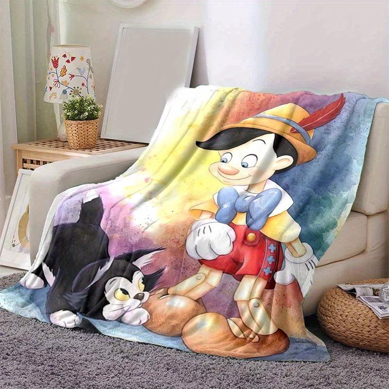 1 шт., Пиноккио и Фигаро: Волшебное приключение в домашнем декоре с уютными пледами! Идеально подходит в качестве подарка, этот фланелевый плед идеально подходит для спальни