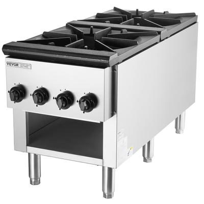 Commercial Gas Range Stove 2 Burners Countertop Cooking Hot Plate Kitchen