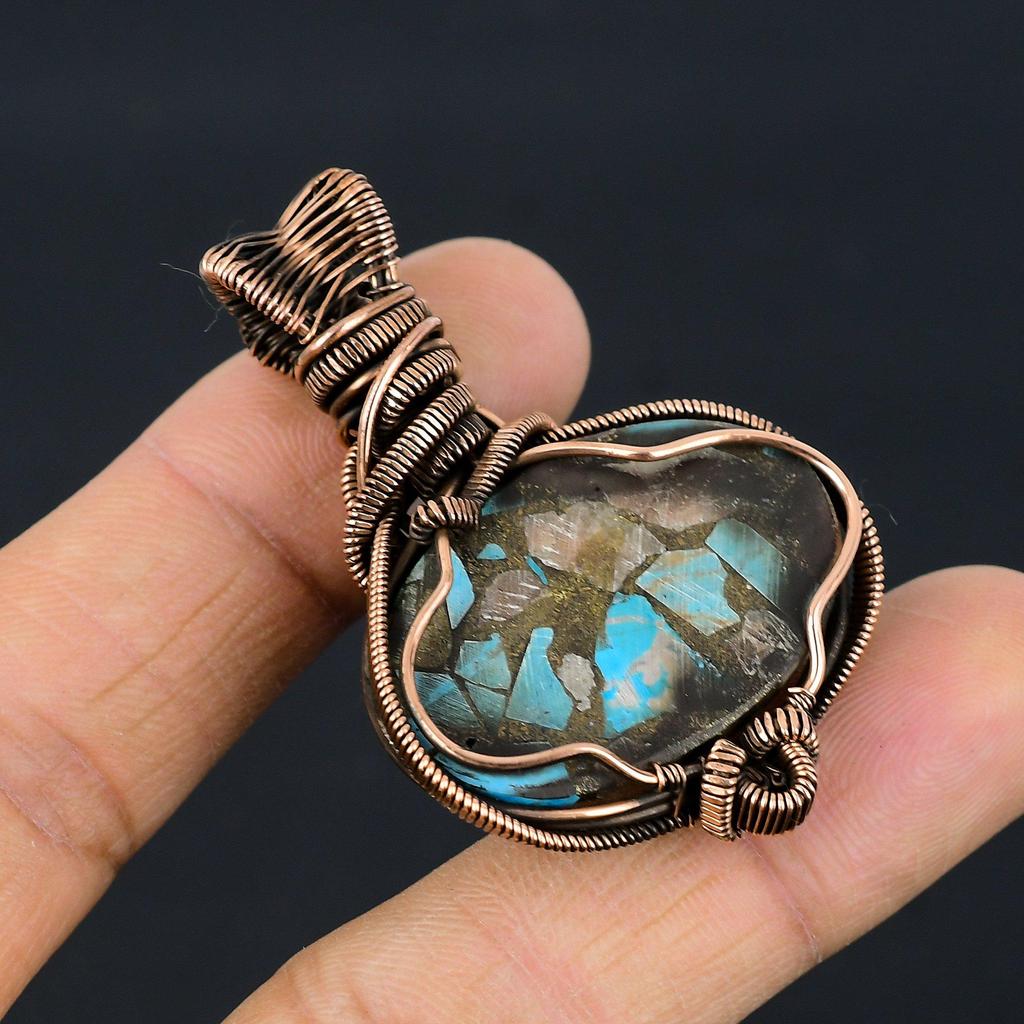 Подвеска Мульти Медь Спини Ойстер, Подвеска из Натурального Камня Ручной Работы, Обмотанная Медной Проволокой 999 пробы, Антикварное Ювелирное Изделие, Для Подарка Серебряное Ювелирное Изделие