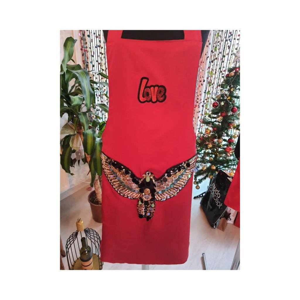 Hearty Design Mother Child Sequined Combined Kitchen Apron Set